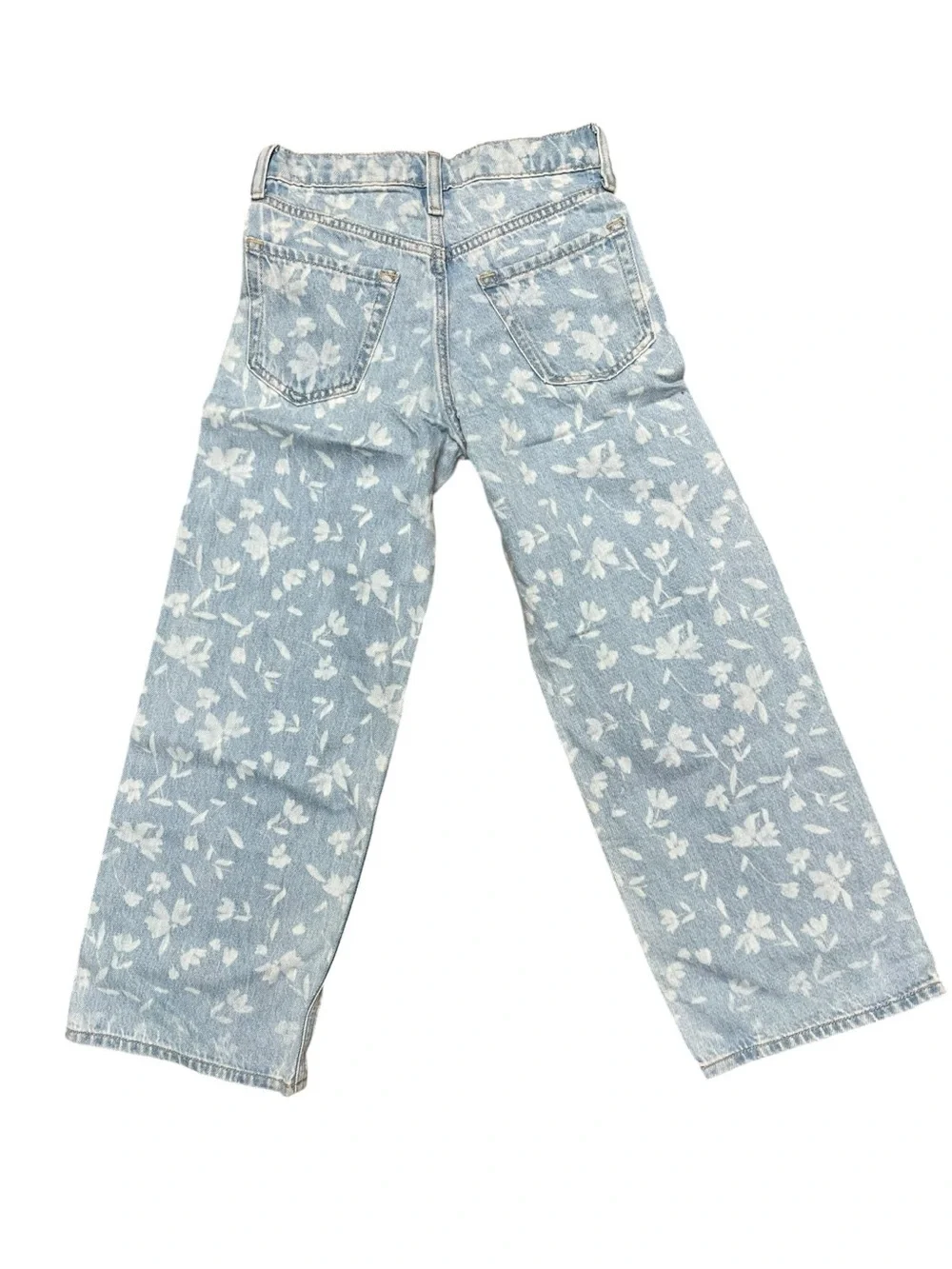 Gap Kids Low Stride Jeans Size 8 Slim Floral Print Wide Leg Denim NWT